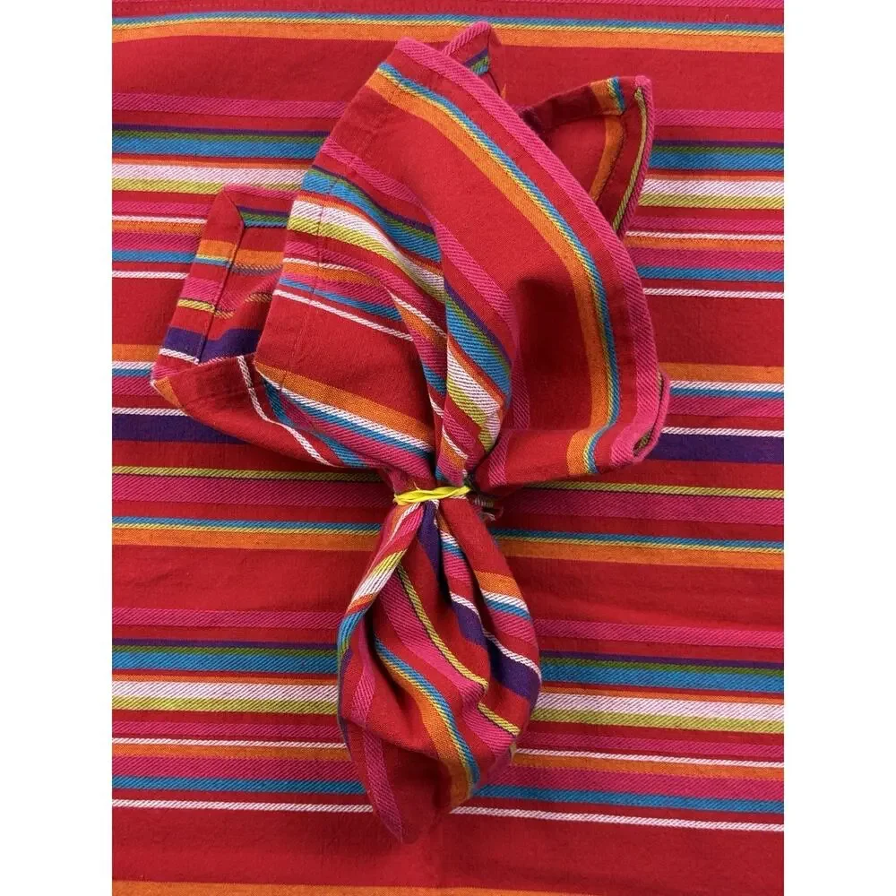 Target Casual Home Cabana Rio Collection Red Stripe Napkins 100% Cotton Set 10